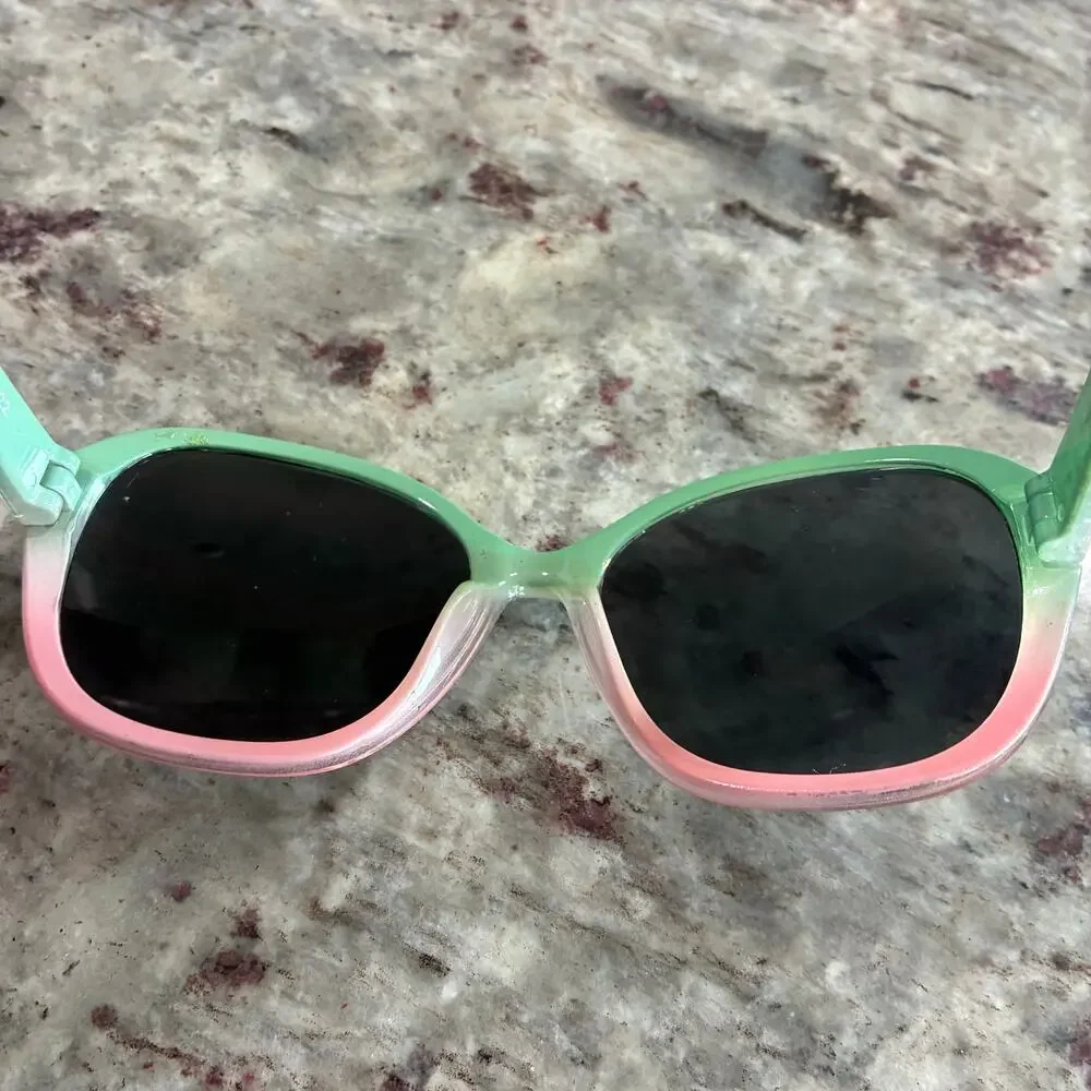 Gymboree Girls Ombre Sunglasses Pink Green Rhinestone 6+